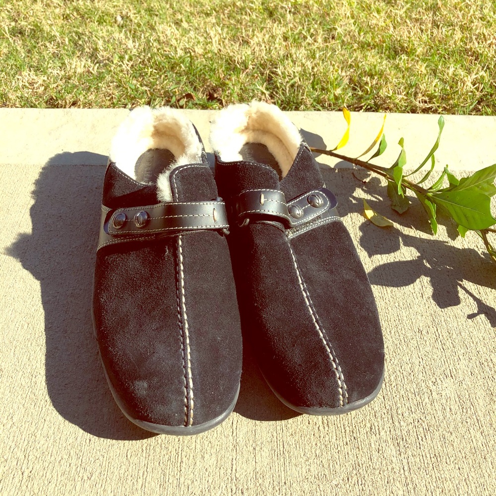 Cole Haan Leather/Suede Sheep fur lined clog